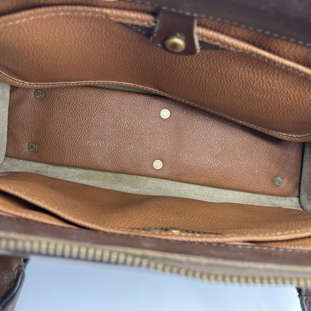 Dooney & Bourke All Weather Leather Boston Satchel Bag Taupe Burnt Cedar Vtg 80s - Picture 8 of 16